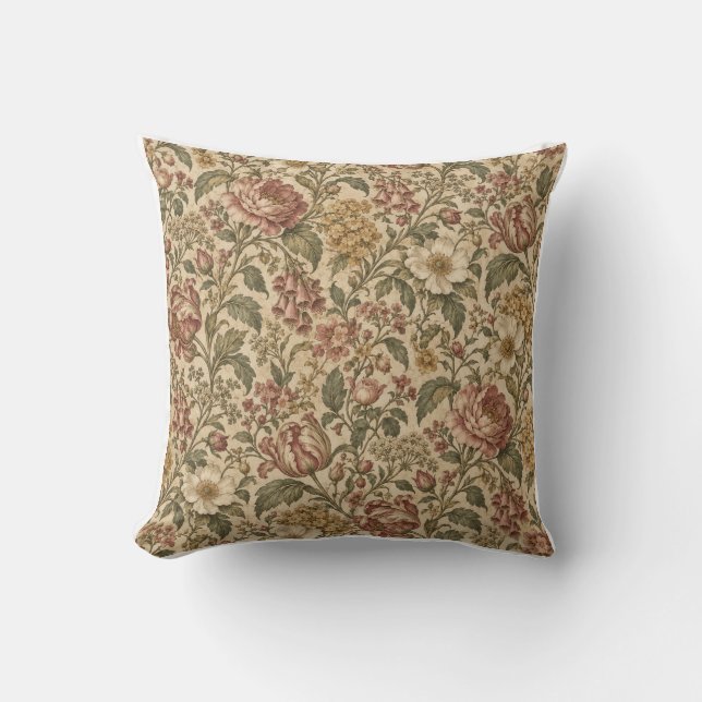 Coussin Floral Botanique Victorien (Recto)