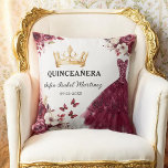 Coussin Floral Bourgogne Princesse Quinceanera Anniversair<br><div class="desc">L'Oreiller Floral Burgundy Princess Quinceañera Anniversaire Jeu ajoute une touche d'élégance à votre célébration. Doté d'un riche arrière - plan bordeaux aux délicats accents floraux, ce coussin s'inscrit parfaitement dans le cadre d'une quinceañera sur le thème de la princesse. Personnalisé avec votre nom ou les détails de votre événement, c'est...</div>