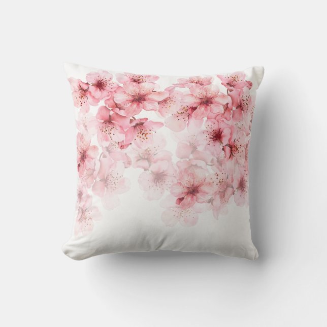 Coussin Floral Cherry Blossoms Pink White (Recto)
