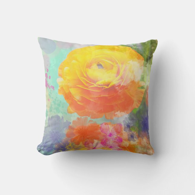 Coussin Floral coloré artistique (Recto)