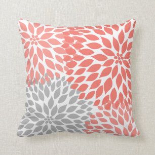 coussin floral Coral Grey Dahlia