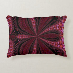 Coussin floral d'accent de fractale de rouges