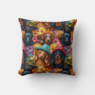 Coussin Floral Dachshund Motif sans couture - Amoureux de