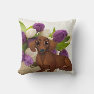Coussin floral Dachshund Spring