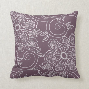 Coussin floral d'aubergine