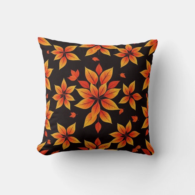Coussin floral d'automne - Conception feuille chau (Recto)