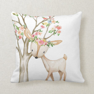 Coussin floral de crèche de bébé de cerfs communs