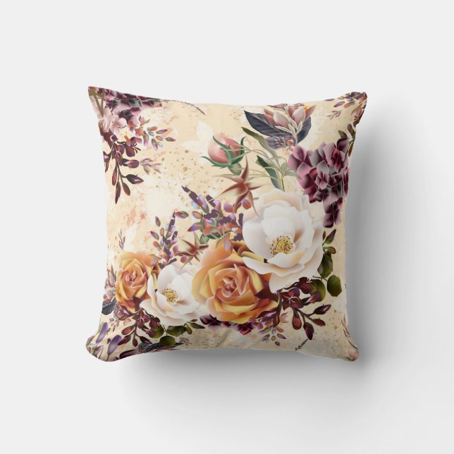Coussin floral de mélodie de prune riche jaune de (Recto)