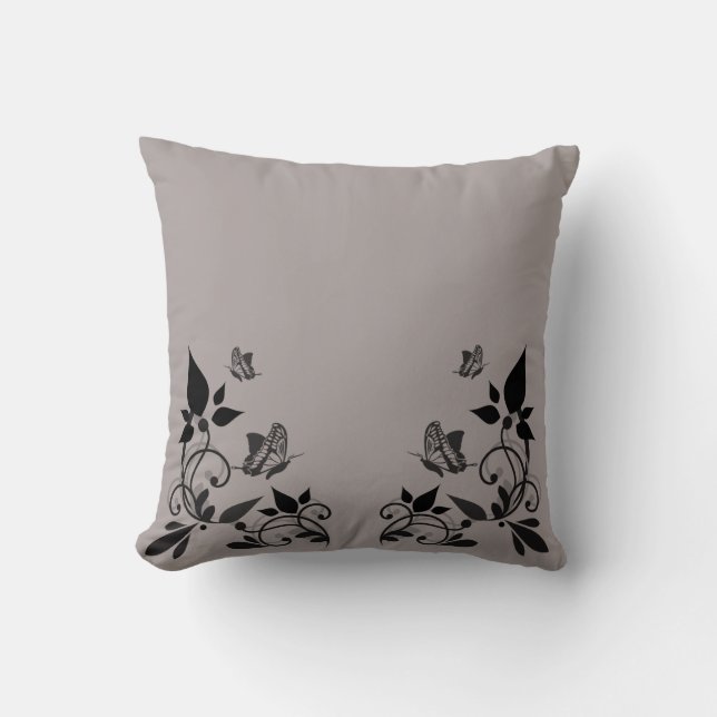 Coussin floral de papillon d'ébène (Recto)