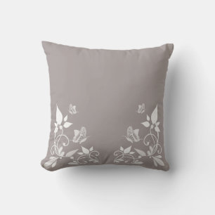 Coussin floral de papillon ivoire