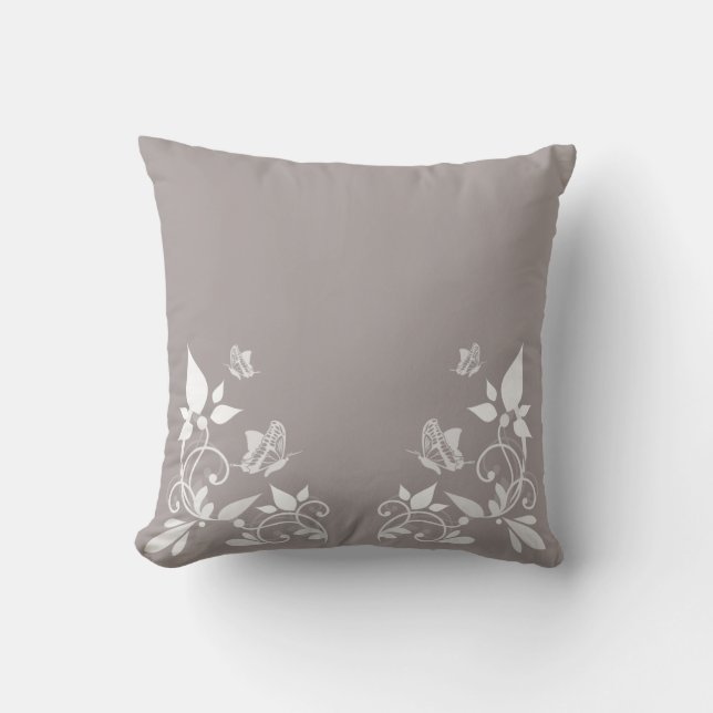 Coussin floral de papillon ivoire (Recto)