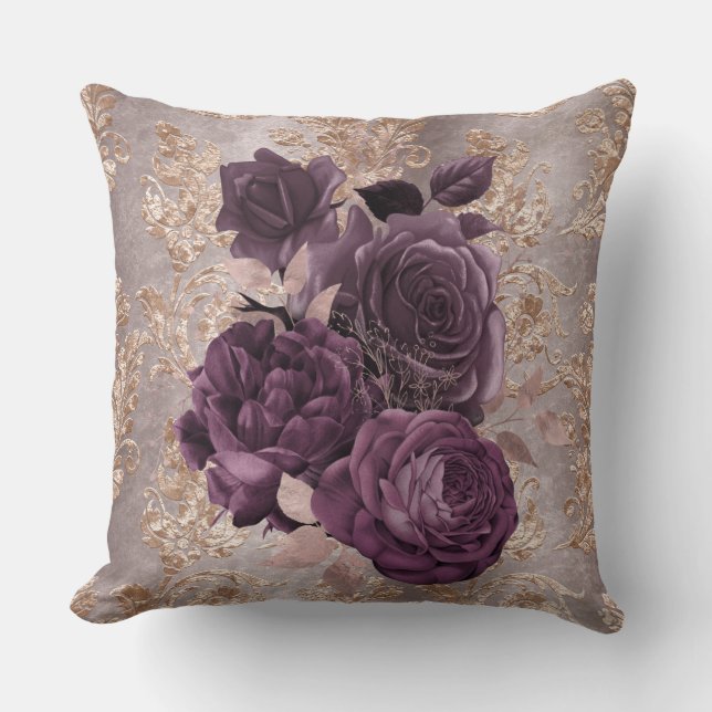 Coussin floral de prune de bronze (Recto)