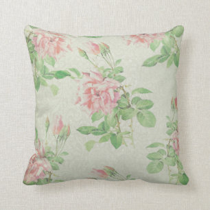 Coussin floral de rose et de vert
