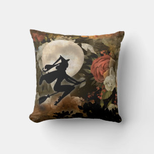 Coussin Floral de sorcière et de lune