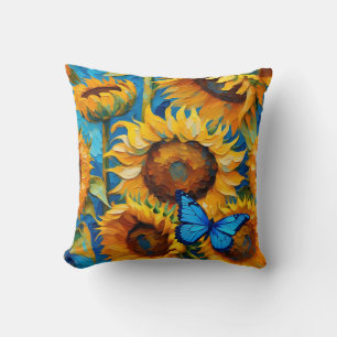 Coussin Floral De Tournesol Et Papillon