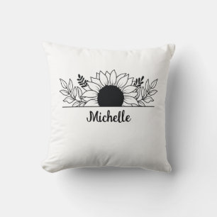 Coussin Floral de tournesol monogramme