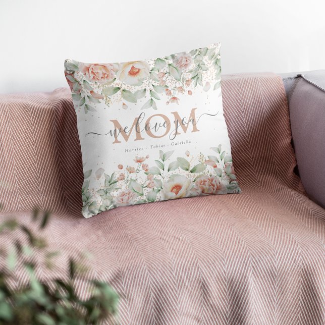 Coussin Floral décoratif "nous vous aimons" MOM Personnali (Créateur téléchargé)