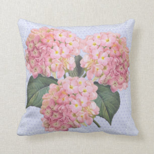 Coussin floral d'hortensia rose