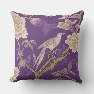 Coussin Floral d'or violet chinois