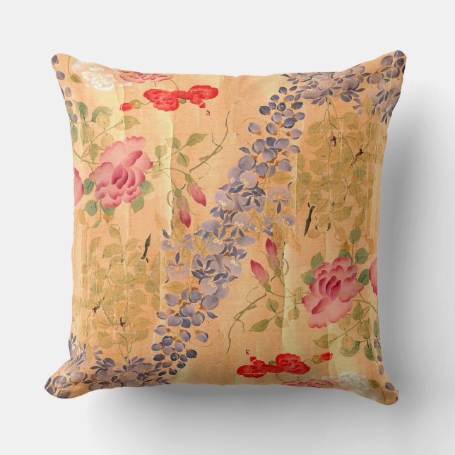 Coussin floral du Japon de fleur rose botanique de (Recto)
