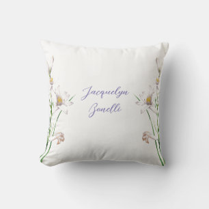 Coussin Floral Elegant Chic Cute Calligraphie Ajouter Nom