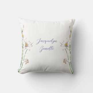 Coussin Floral Elegant Chic Cute Calligraphie Ajouter Nom