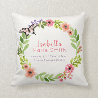 Coussin floral élégant de crèche de fille de stat