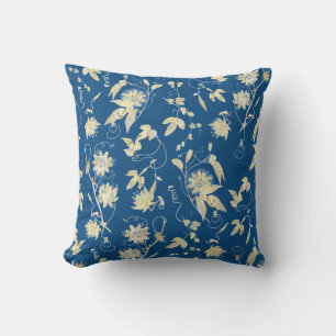 Coussin Floral élégant sur bleu classique