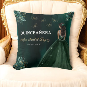 Coussin Floral Emerald Green Princess Quinceanera