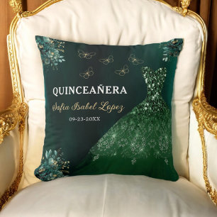Coussin Floral Emerald Green Princess Quinceanera