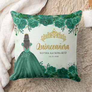 Coussin Floral Emerald Green Princesse Tiara Quinceanera