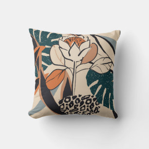 Coussin Floral Empreinte de léopard : Abstrait à main