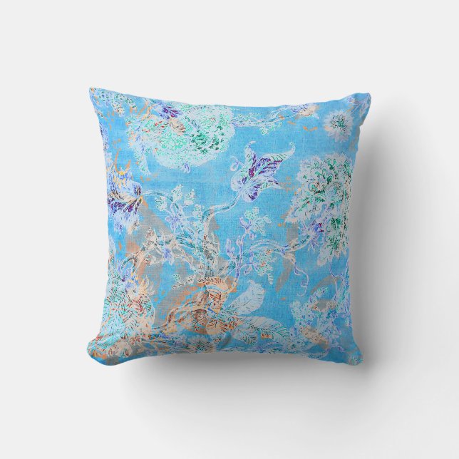 Coussin Floral en pastel bleu mignon (Recto)
