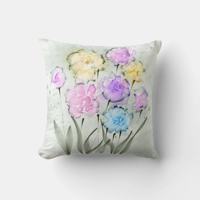 Coussin floral en pastel d'aquarelle (Recto)