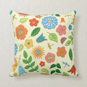 Coussin Floral et libellule modelés