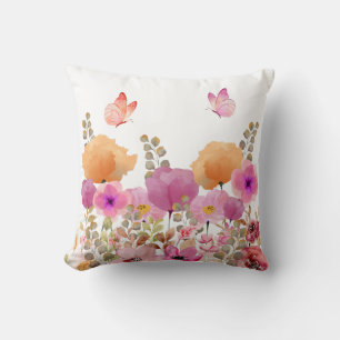Coussin Floral et papillon