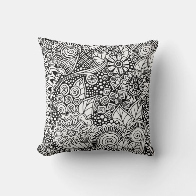 Coussin Floral ethnique inspiré (Recto)