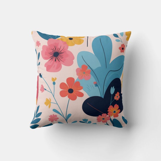 Coussin Floral Family Pillow – Bright and Cheerful Gift  (Verso)