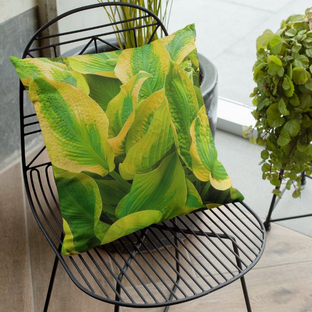 Coussin Floral Feuille Hosta vert et jaune (In Situ Patio)