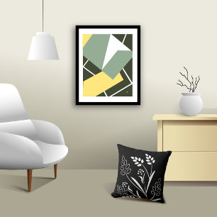 Coussin Floral feuillu sur noir