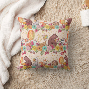 Coussin Floral Forest Friends Woodland Animaux Motif