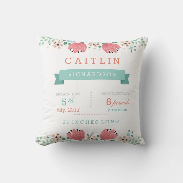 Coussin Floral Garden Baby Stats (Recto)