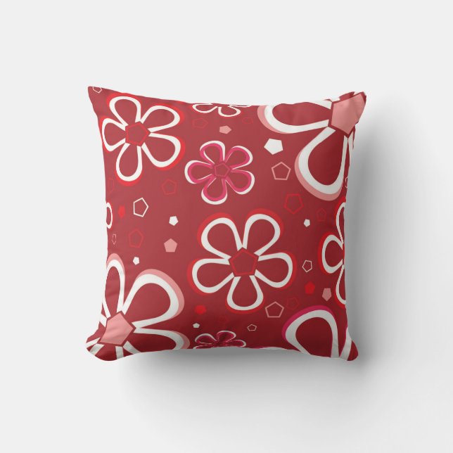 Coussin Floral Geometric Pattern Throw Pillow (Recto)