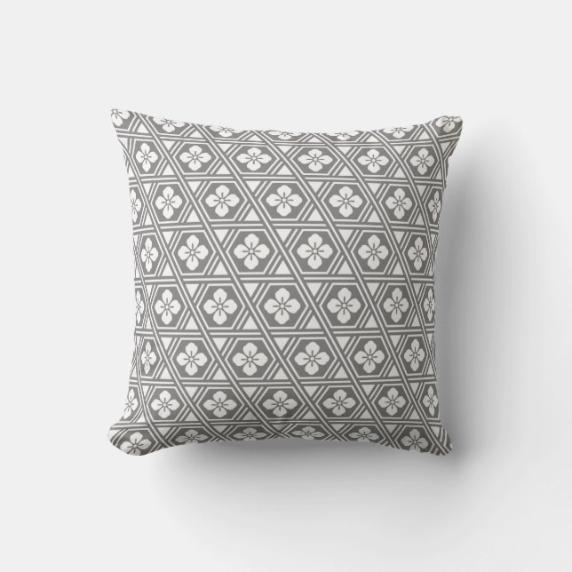 Coussin Floral géométrique gris moderne (Recto)