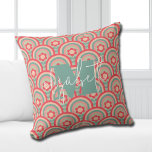 Coussin Floral géométrique super<br><div class="desc">Votre monogramme et votre prénom mettent en valeur un motif rétro,  fleuri et géométrique dans une palette de couleurs super,  cet oreiller jetable est amusant pour vous,  vos enfants,  dortoirs universitaires ou offrir en cadeau. (Vous pouvez supprimer le monogramme et le prénom,  laissez simplement la personnalisation vide.)</div>