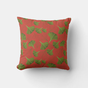Coussin Floral Gingko Leaf Coral Motif
