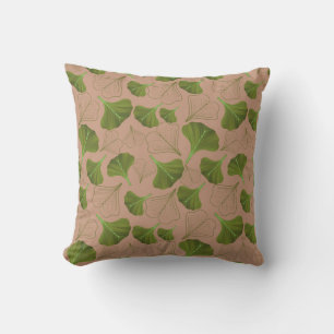 Coussin Floral Ginkgo Motif pastel feuille