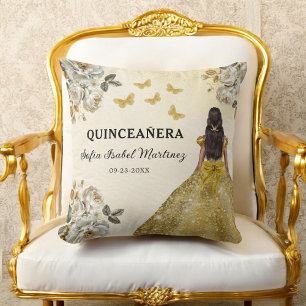 Coussin Floral Gold Princess Quinceanera Anniversaire