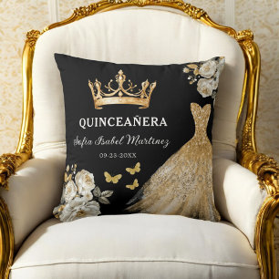 Coussin Floral Gold Princess Quinceanera Anniversaire