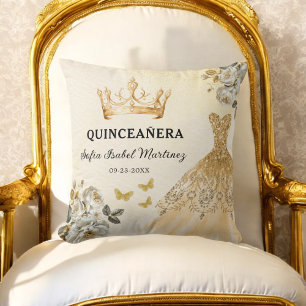 Coussin Floral Gold Princess Quinceanera Anniversaire